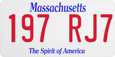 MA license plate 197RJ7