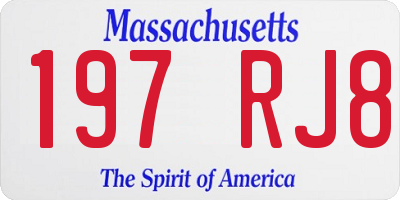 MA license plate 197RJ8
