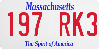 MA license plate 197RK3