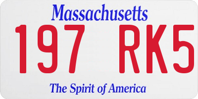MA license plate 197RK5