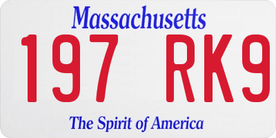 MA license plate 197RK9