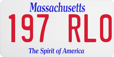 MA license plate 197RL0