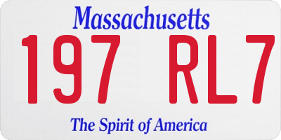 MA license plate 197RL7