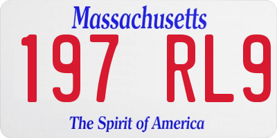 MA license plate 197RL9