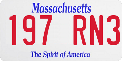 MA license plate 197RN3