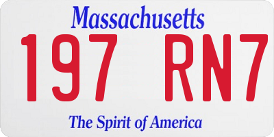MA license plate 197RN7