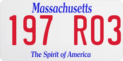 MA license plate 197RO3