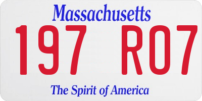 MA license plate 197RO7