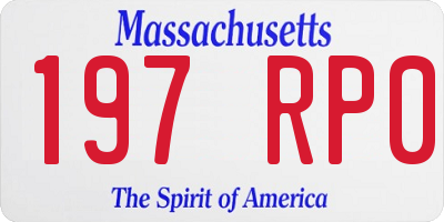MA license plate 197RP0