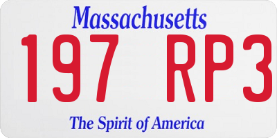 MA license plate 197RP3