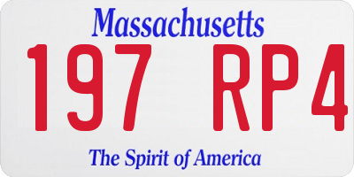MA license plate 197RP4