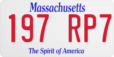 MA license plate 197RP7