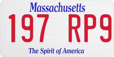 MA license plate 197RP9