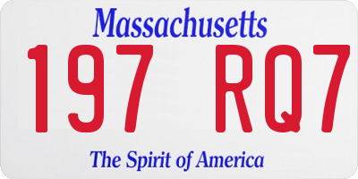 MA license plate 197RQ7