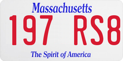 MA license plate 197RS8
