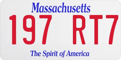MA license plate 197RT7