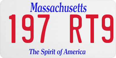 MA license plate 197RT9