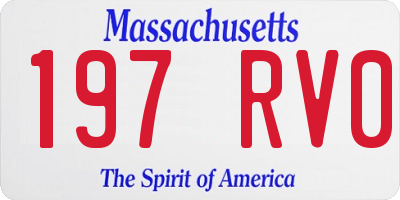 MA license plate 197RV0