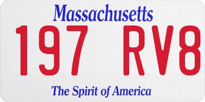 MA license plate 197RV8