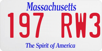 MA license plate 197RW3