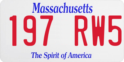 MA license plate 197RW5