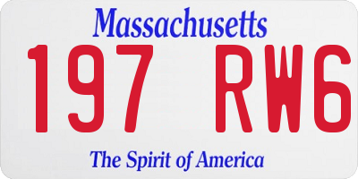MA license plate 197RW6