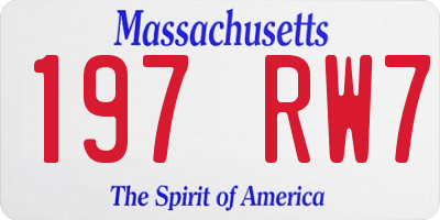 MA license plate 197RW7