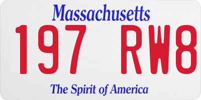 MA license plate 197RW8