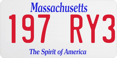 MA license plate 197RY3