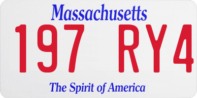 MA license plate 197RY4