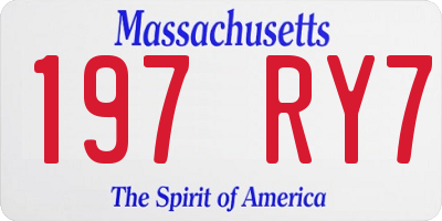 MA license plate 197RY7