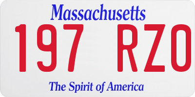 MA license plate 197RZ0