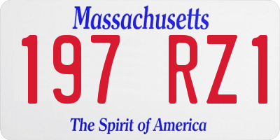 MA license plate 197RZ1