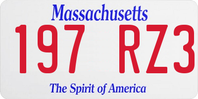 MA license plate 197RZ3