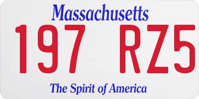MA license plate 197RZ5