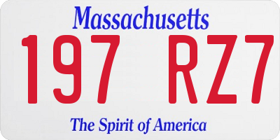 MA license plate 197RZ7