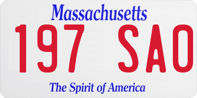 MA license plate 197SA0