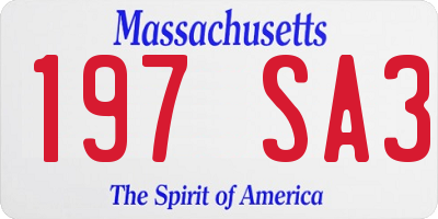MA license plate 197SA3