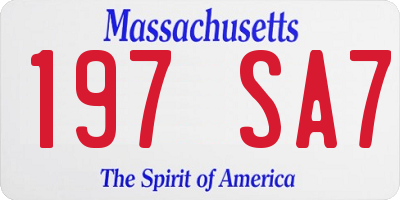 MA license plate 197SA7