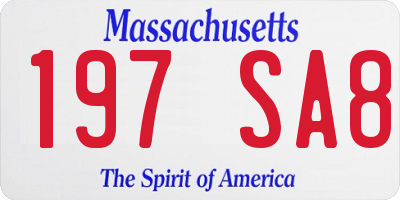 MA license plate 197SA8
