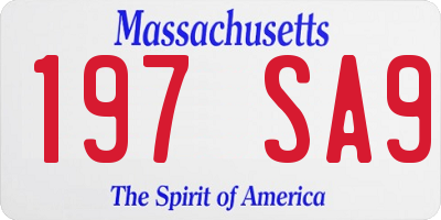 MA license plate 197SA9