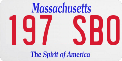 MA license plate 197SB0