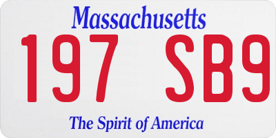MA license plate 197SB9
