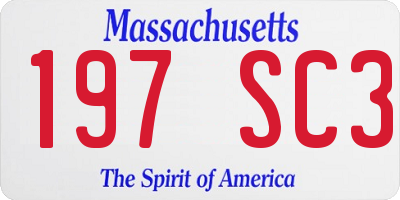 MA license plate 197SC3