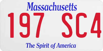 MA license plate 197SC4