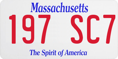 MA license plate 197SC7