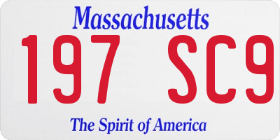 MA license plate 197SC9