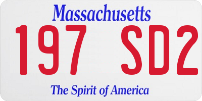MA license plate 197SD2