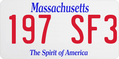 MA license plate 197SF3
