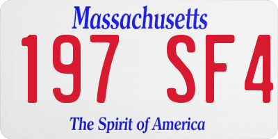 MA license plate 197SF4